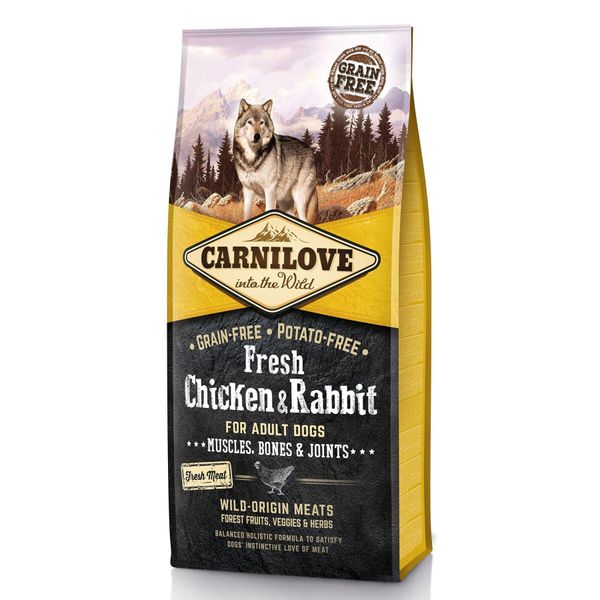 Сухий корм Carnilove Fresh Chicken & Rabbit для дорослих собак всіх порід, курка та кролик, 12 кг 170868/7526 фото